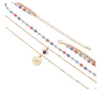 YARNOW Collar de Clavícula Multicapa de Aleación Dorada Colgante de Mal de Ojo para Mujer, Estilo Moderno y Urbano, Joyería para Chicas Adolescentes, Adecuado para Fiestas y Uso Diario