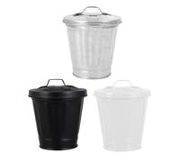 YARNOW Conjunto de 3 Mini Botes de Basura para Escritorio con Tapa, Hierro Galvanizado, Diseño Adorable y Multifuncional para Decorar el Hogar y Uso Outdoor