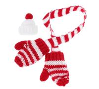 YARNOW Conjunto de Bufanda y Sombrero Miniatura de Navidad para Muñecas Accesorios de Decoración Navideña para Muñecos y Adornos Suave Rojo y Blanco para Fiestas Navideñas
