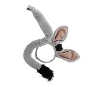 YARNOW Conjunto De Diadema Y Para Disfraz De Señor Animal De Halloween Orejas De Burro Accesorio Para Fiesta Kit De Disfraces Diademas De Cosplay De Felpa Gris