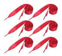 YARNOW Cordones de Satén Creativos y Planos para Zapatos, Accesorio Versátil de Poliéster Doble Faz, Color Rojo Intenso, Paquete 6 Pares, Ideales para Calzado Informal y Decoración