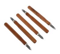 YARNOW Cuchillos para Xilografía 5 Piezas Cortadores para Carpintería Mango de Madera para Tallado Manual y Bricolaje