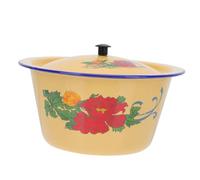 YARNOW Cuenco de Esmalte Vintage con Tapa 1.4l 19.5cm, Cuenco para Mezclar y Almacenar, Diseño Clásico Esmaltado para Cocina y Decoración Hogar Retro