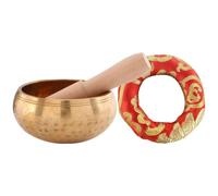 YARNOW Cuenco Tibetano y Amantes del Budismo para Budistas Color Aleatorio Cuenco de Budismo de Cobre 8cm con Cojín y Mazo para Meditación, Templo y Dormitorio