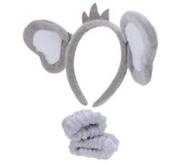 YARNOW Diadema con Orejas de Koala de Peluche y Muñequeras de Tela Ligeras para Fiesta Temática de Selva o Halloween, Accesorio Versátil y Adorable Adultos