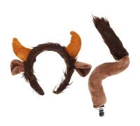YARNOW Diadema Diseño Cómodo y Fácil de Combinar Color Café Orejas de Vaca y Cuernos de Tela como Halloween y Navidad para Fiestas Temáticas