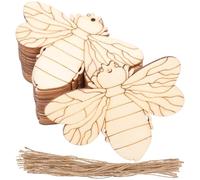 YARNOW Discos de Abeja de Madera Natural, 50 Unidades Cuerda de Cáñamo para Manualidades, Decoración de Fiestas y Actividades Familiares