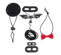 YARNOW Disfraz de Reptil Pajarita Ajustable y Gorra de Tela No Tejida, Cuerda de Tracción para Reptiles en Paseos Diarios y Mascaradas, Set Negro para San Valentín