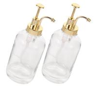 YARNOW Dispensador de Jarabe para Botellas de Vidrio 500ml Bomba de Acero Inoxidable Fácil de Usar y Diseño Único para Cafetería, Pack de 2 Unidades Dorado