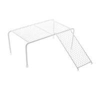 YARNOW Estante Metálico para Gallinero Grande con Escalera de Color Claro, Plataforma de Malla para Pollos, Soporte para Comedero y Accesorio para Rutina Finca, Resistente y Duradero