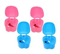 YARNOW Estuche para Aparatos de 4 Piezas Vaso para Remojar Prótesis Dentales Cepillo de Dientes de Doble Cara Portátil para Cuidado Dental y Almacenamiento Seguro en Casa y Viaje
