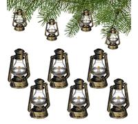 YARNOW Farolillos en miniatura, 10 unidades, mini farolillos de Navidad vintage, pequeños farolillos de huracán, lámpara decorativa de queroseno, ornamentos de farolillos para decoración del hogar