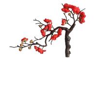 YARNOW Flor de Ciruelo Artificial Roja de Plástico Vibrante y Realista para Decoración de Jardín y Arreglos DIY, Adecuado para Quienes Son Alérgicos a Plantas Naturales