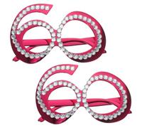YARNOW Gafas de Cumpleaños Números 60 de Plástico Rojo Brillantes de Imitación, Ligeras y Divertidas para Accesorios de Fiesta y Photocall para Adultos, Pack de 2