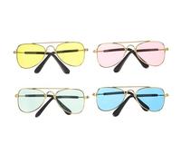 YARNOW Gafas de Sol Divertidas para Mascotas 4 Piezas Colores Azul Amarillo Rosa Verde Accesorios Fotográficos para Perros y Gatos Pequeños Lentes de Plástico Cómodos para Fiestas y