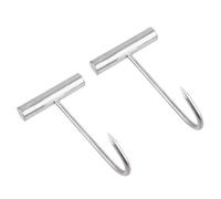 YARNOW Ganchos para Colgar Carne Mango Corto de Acero Inoxidable 2piezas Resistentes y Ergonómicos para Carniceros y Maestros de Barbacoa