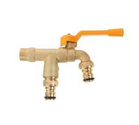 YARNOW Grifo de agua de doble salida - Grifo doble anticongelante para manguera de jardín - Salida de 3/4", entrada de 1/2", divisor de manguera con válvula de bola para riego de césped y