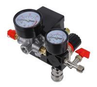 YARNOW Interruptor de Presión de Compresor de Aire con Regulador y Manómetro, Plástico, 0.5-0.8mpa, 4 Puertos, Palanca Horizontal, para Reparación Automotriz y Construcción