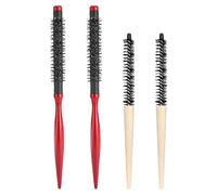 YARNOW Juego de 4 Cepillos Redondos para Cabello Rizado Mango de Madera y Tubo de Aluminio, Ligeros y Portátiles para Uso en Casa y Viajes