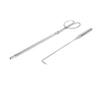 YARNOW Juego de Gancho para Chimenea y Pinzas para Leña de Acero Inoxidable, Atizador Metálico Resistente para Fogatas Exteriores, Estufas de Leña y Uso en Patios, 2 Piezas