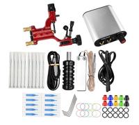YARNOW Kit Completo de Máquina de Tatuar Rotatoria Ligera Portátil, Motor de Tatuaje Mini de Acero Inoxidable Plateado, para Aprendices de Tatuajes, Fuente de Alimentación Ac220, Uso