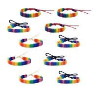 YARNOW Kit de 10 Pulseras Tejidas de Algodón Diseño Arcoíris, Pulseras de Colores Creativas y Únicas para Festival y Cumpleaños Varios estilos