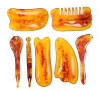YARNOW Kit de 7 Piezas de Herramientas Gua Sha para Masaje Facial Superficie Lisa y Resina Artificial, Ayuda a Absorber Aceite y Cuidado Facial en Casa