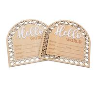 YARNOW Letreros de Anuncio de Nacimiento para Recién Nacidos de Madera, Set 2 Piezas Hola Mundo, Decoración para Guardería y Fotos de Ñiño, Carteles Seguros Olor
