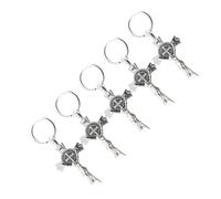 YARNOW Llavero de Cruz Cristiana Colgante de Jesús de Aleación de Zinc Plata, Paquete de 5 Piezas, Diseño Creativo y Elegante para Regalos y Eventos