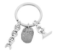 YARNOW Llavero de Medicina Forense en Aleación Huella Dactilar Grabada y Estructura Molecular, Diseño Forense Adecuado para Profesores y Entusiastas Biología