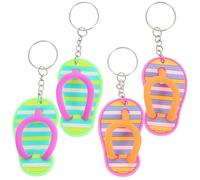 YARNOW Llavero de Pvc y Metal para Llaves Diseño de Zapatilla, 2 Pares Color Púrpura y Naranja, Accesorios Creativos para Bolso y Uso Diario Playa