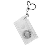 YARNOW Llavero retro de casete, colgante con dije de llave para amantes de la música con cierre de corazón, colgante de cinta de radio transparente, decoración para fiestas temáticas de los 80 con