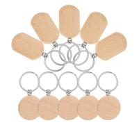 YARNOW Llaveros Colgantes Simples y Rústicos 10 de Madera de Haya Maciza para Bricolaje Grabado Láser para Reconocer Llaves en Cumpleaños y Otras Ocasiones