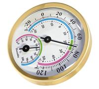 YARNOW Medidor de Temperatura y Humedad de Pared 57 MM sin Batería Termómetro de Interior y Exterior en Aluminio Dorado para Hogar Oficina y Jardín Higrómetro Práctico y Compacto