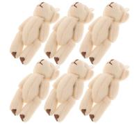 YARNOW Mini Osos de Peluche Articulados de Felpa Beige Pack de 6 Unidades Muñecos de Ositos Pequeños para Decoración de Pasteles Recuerdos de Fiesta Infantiles y Llaveros Creativos