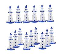 YARNOW Miniaturas Torre Náutica Resina 15 Piezas Azul Borde para Decoración Marina, Micropaisaje DIY, Adornos Torre Costera para Casas de Muñecas y Fotografía