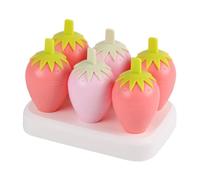 YARNOW Moldes para Paletas de Hielo de 6 Rejillas de Pp, Diseño de Fresas, Molde Reutilizable para Hacer Helados Caseros, Kit para Verano en Casa, Apto Familias