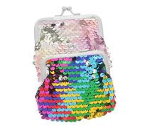YARNOW Monedero Pequeño con Cierre de Beso y Lentejuelas Brillantes para Mujer, Bolso Portátil Doble Cara, Conjunto de 2 Unidades (Multicolor y Rosa Púrpura), Adecuado para Monedas y Uso