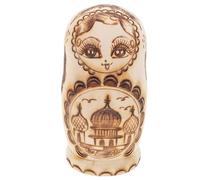 YARNOW Muñecas Rusas Matrioska de Madera sin Pintar 5 Capas Pirográfico Águila Bicéfala Artesanal para Obsequio Decorativo y Manualidades