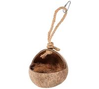 YARNOW Nido Colgante para Pájaros y Loros Hecho de Cáscara de Coco Natural, Espacio Cómodo y Diseño Simple para Actividades y Descanso