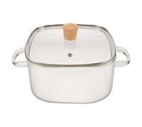 YARNOW Olla de Vidrio Borosilicato Cuadrada de 4l con Doble Asa y Tapa Transparente para Cocinar Sopas y Guisos con Control Preciso y Agarre Cómodo