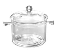 YARNOW Olla para Sopa Transparente de Vidrio 1500ml Asas Dobles para Cocinar a Prueba de Calor, Olla de Estofado Versátil para Fideos, Arroz y Pollo, Utensilio Adecuado para Cocina