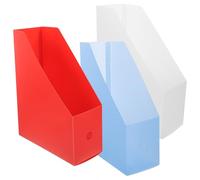 YARNOW Organizador de Archivos Multifuncional 3 Piezas Transparente Mate, Azul y Rojo, Revistero Vertical para Oficina y Aula, Caja de Libros para Almacenamiento de Documentos y Carpetas