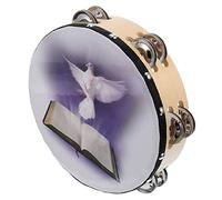 YARNOW Pandereta Infantil De Mano De Madera De 10 Pulgadas Doble Capa, Superficie Estampado De Paloma, Instrumento Musical y Juguete Para Niños Fiestas y Educación Musical