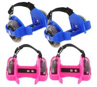 YARNOW Patines Ruedas Luminosas Ajustables, Zapato de Skate Cómodo y Transpirable, 2 Pares (Azul y Rosa) para Principiantes y Entrenamiento de Patinaje