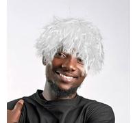 YARNOW Peluca de Disfraz Científico Estilo Genio Tamaño Adaptable Color Blanco Grisáceo 2 Piezas Red para Cosplay Fiestas Temáticas Teatro y Eventos de Ciencia