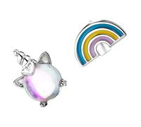 YARNOW Pendientes Asimétricos de Joyería Original Aleación Creativa y Modernos de Unicornio y Arcoíris para Mujer y Niña para Fiesta o Festival
