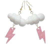 YARNOW Pendientes Colgantes de Nubes Lluvia Acrílicos Grandes, Diseño Tormenta, para Mujer Juvenil, Joyería de Moda 80s, Uso Diario y Fiestas, Estilo Hip Hop, Color Transparente