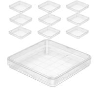 YARNOW Placas de Petri cuadradas 10x10 cm con tapa, 10 piezas, PS transparente, para cultivo de plantas, experimentos escolares y análisis de laboratorio