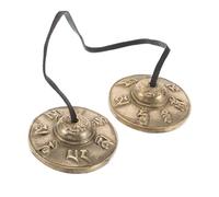 YARNOW Repique de Campanas Nepal con Diseño de Tallas Campana de Platillos Tingsha para Yoga Accesorio de Instrumento de Percusión con Bolsa Tibetana